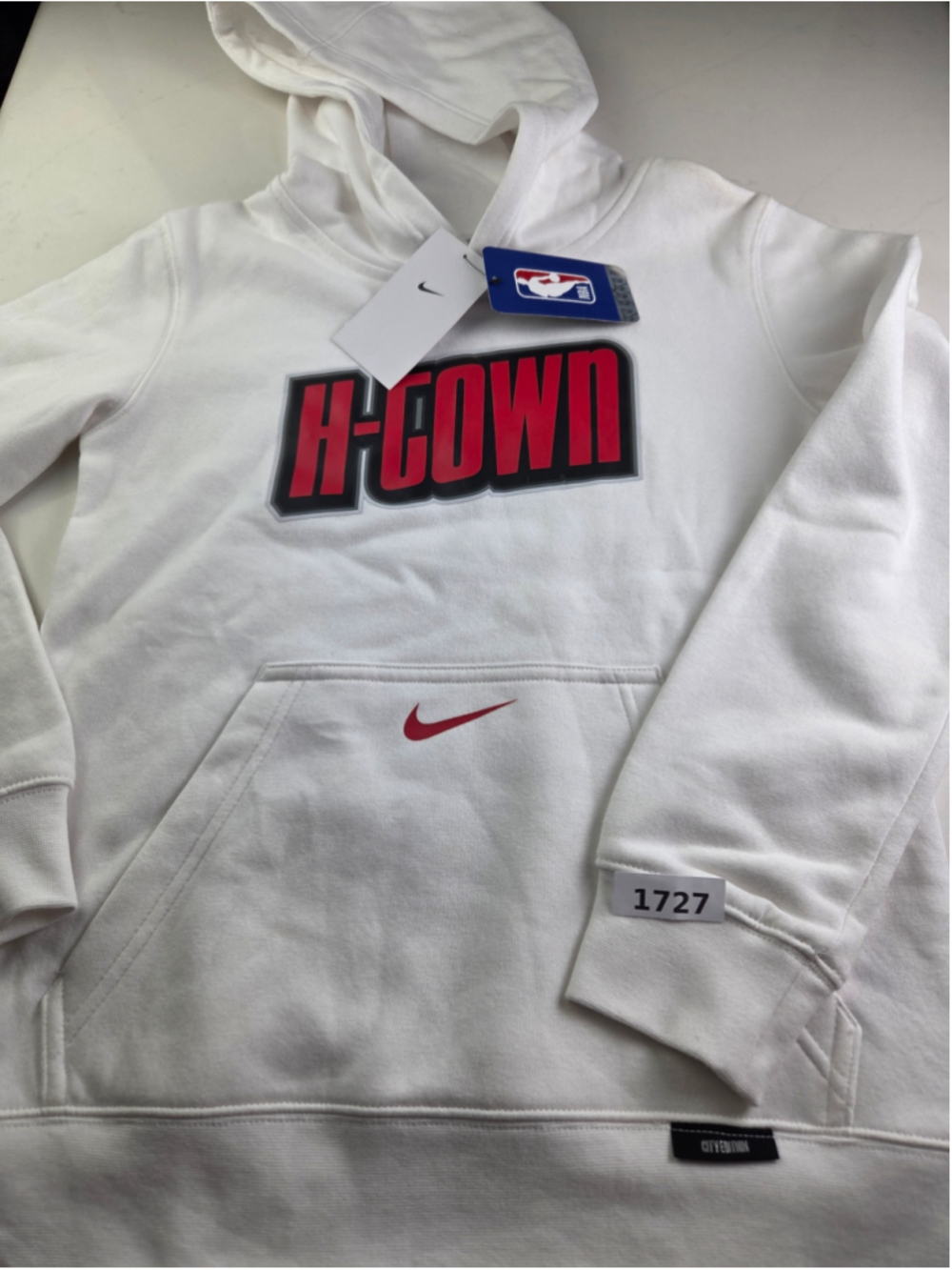 Boys Nike H-Town Houston Rockets City Edition Hoodie White Red Size M NWT #1727